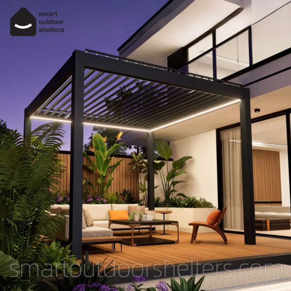 Motorized Smart Pergola - Aluminum Adjustable Louver Roof for Villa Garden Patio，Waterproof Motorized Pergola for Outdoor Living Spaces - Image 2