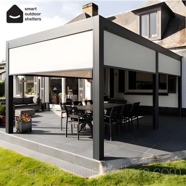 100% Waterproof Pergola Leisure Garden Motorized Louvered Roof Aluminium Gazebo Outdoor Aluminum Pergola Parts